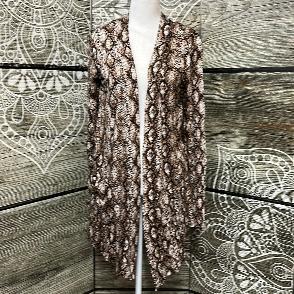 Zenana Open Front Cardigan - Snake Print